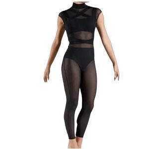 Weissman Black Mesh Full Body Leotard Unitard Adult M Contemporary Jazz Solo
